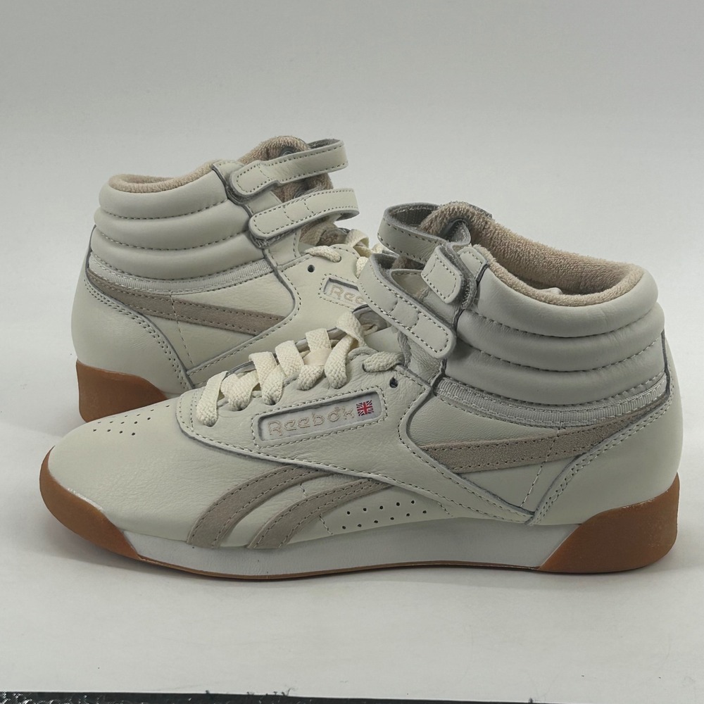 Reebok Freestyle Hi Women Size 7 Chalk Grey Gum GW7160 Leather Retro New
